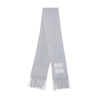 Miu Miu Wol en Mohair Sjaal - Dames - Accessoires - Grijs - Maat: ONE Size Wol