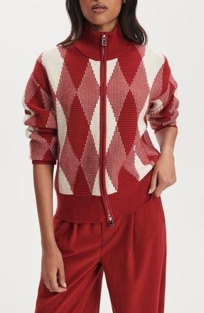 Varley Karina Argyle Jacquard Knit Cardigan in Red Dahlia at Nordstrom Rack, Size Large