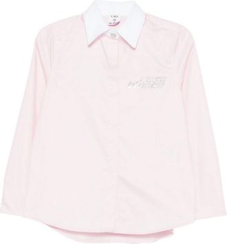 Casablanca Crystal-Embellished Logo Shirt In Pink Cotton