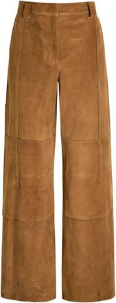 Tory Burch Panelled Suede Trousers - Tan - 10 (UK14 / L)