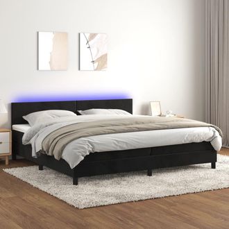 vidaXL Vidaxl - Cama Box Spring Colch&oacute;n Y Led Terciopelo Negro 200x200 Cm