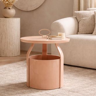 Dmora Mesa De Centro Inle, Forma Redonda, Color Tapa Rosa, Material Tapa Pl&aacute;stico, 46x54x46h Cm Rosa