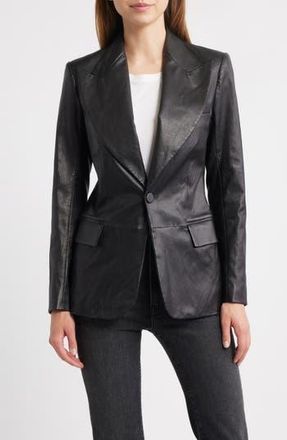 Frame Denim The Peak Lapel Leather Blazer in Black at Nordstrom Rack, Size 00