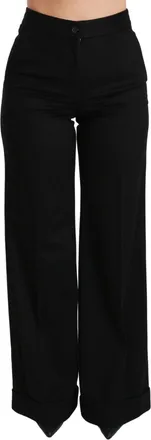 Dolce & Gabbana Black Wide Leg Flared Trouser Cashmere Womens Pants