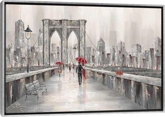 iCanvas Icanvas Roses Brooklyn Bridge Framed Canvas By Isabella Karolewicz Wall Art