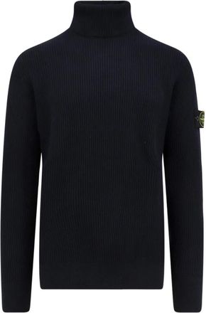 Stone Island Blauwe Coltrui met Lange Mouwen - Heren - Coltruien - Blauw - S - Wol - Truien & Vesten