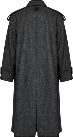 Ami Mens Double-Breasted Trench Coat Charcoal Grey Wool Virgin