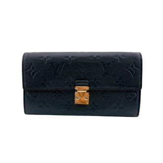 Louis Vuitton Black Leather Long Wallet (Bi-Fold) (Pre-Owned)