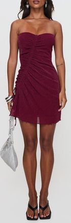Princess Polly Me Again Glitter Strapless Minidress in Burgundy at Nordstrom, Size 10