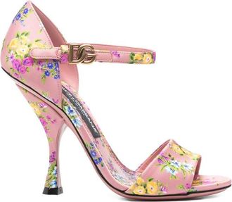 Dolce & Gabbana Pink Floral Ankle-strap Heels