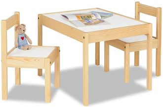 Pinolino Set di 3 sedie Olaf 2 e 1 tavolo Olaf trasparente laccato bianco