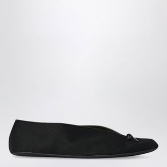 The Row Fay slip-on shoe with bow in Japanese wool, black