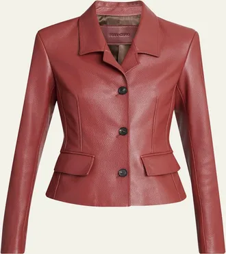 Ferragamo Cervo Single-Breasted Leather Jacket