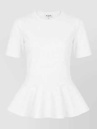 Alaia knitwear top peplum hem short sleeves crew neck