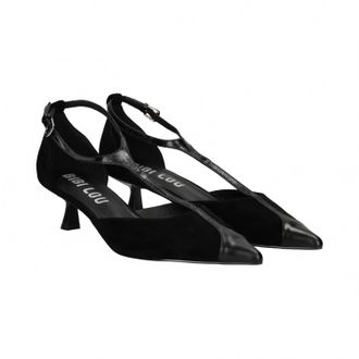 Bibi Lou Womens T-Strap Heel In Black Suede