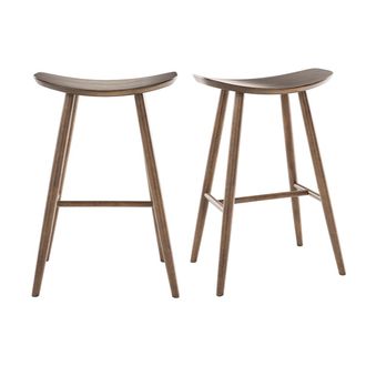Miliboo Miliboo - Set De 2 Taburetes De Cocina De Dise&ntilde;o Nogal 72 Cm Demory