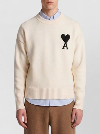 Ami merino wool ribbed crewneck sweater