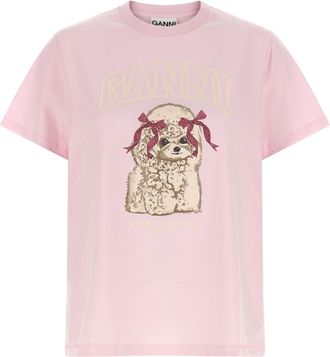 Ganni Printed T-Shirt Pink