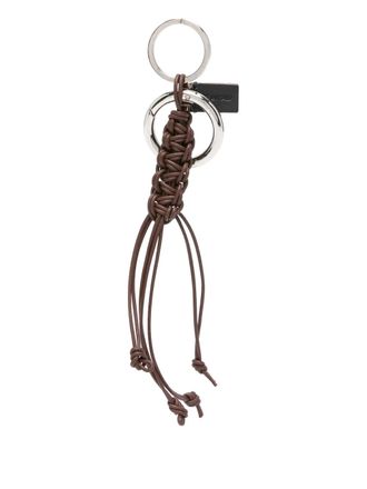 Plan C braided leather keyring - women - Leather/Brass - One Size - Brown