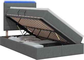 vidaXL Cama De Almacenamiento Led Con Colch&oacute;n Gris Oscuro 120 X 200 Cm Vidaxl
