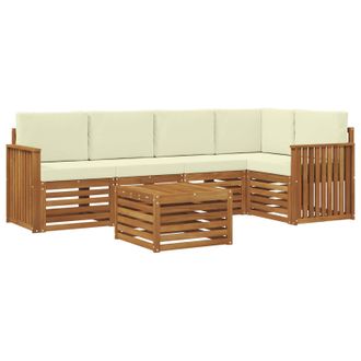 vidaXL Conjunto De Sof&aacute; Seccional Con Coj&iacute;n 6 Pcs Natural Y Crema Vidaxl