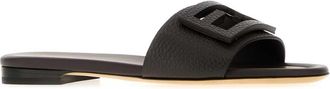 Fendi Leather Baguette Slide - Black