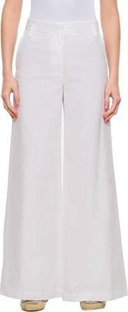 Alberto Biani Relaxed Fit White Cotton Wide Trousers