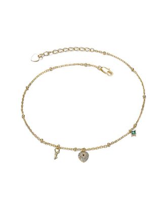 Rachel Glauber 14K Plated CZ Charm Bracelet