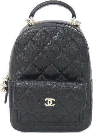 Chanel Black Grained Calfskin Backpack (Pre-Owned)