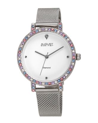 August Steiner Womens Stainless Steel Diamond Watch