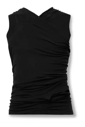 Rick Owens Banana Ruched Layered Cotton-Jersey Tank Top