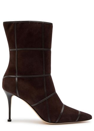 Manolo Blahnik Trulonapla 90 Panelled Suede Mid-calf Boots - Brown - 41 (IT41 / UK8)