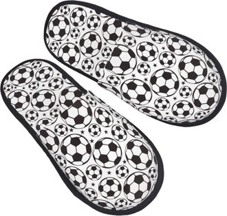 Generic Women Men House Slippers Soccer Ball And Star House Slippers For Women Soft Adults Man Shoes, For Indoor Outdoor, Travel, Home, M