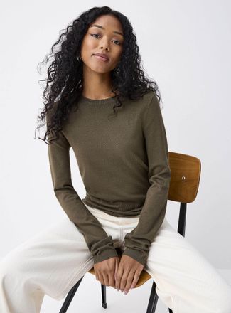 Twik Womens Fitted solid-colour crew-neck sweater