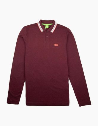 HUGO BOSS Mens Hugo Boss Plisy 1 Long Sleeve Polo Burgundy - Red - Size: 36