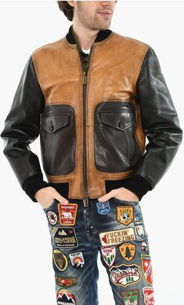 Dsquared2 Textured Leather Two-Tone Jacket size 48