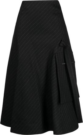 sacai pinstripe wool skirt - women - Wool/Cupro/Nylon/Cupro - 3 - Black