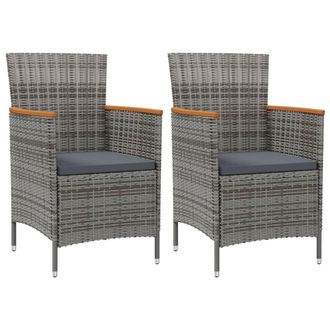 vidaXL Sillas De Comedor De Jard&iacute;n 2 Unidades Rat&aacute;n Sint&eacute;tico Gris Vidaxl