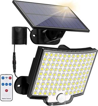 OEM Applique Solaire Murale - 106 Led - Angle 120&deg; - C&acirc;ble Solaire 5 M - Ext&eacute;rieur Jardin - 1 Pi&egrave;ce