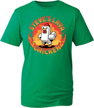 Generic Steves Lava Chicken Cartoon T-Shirt, Funny Pixel Chicken Jockey Graphic Gamer Style Mining Gaming Lover Shirt, Gift Unisex Tee top (Kelly Green, 7 Yea