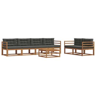 vidaXL Conjunto De Sof&aacute;s De Exterior 7 Pcs Natural Y Antracita Vidaxl