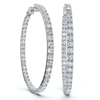 Pompeii3 8.00CT 2 Diamond Inside Outside Hoops 14k White Gold Lab Grown