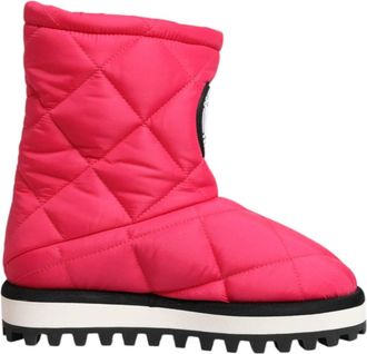 Dolce & Gabbana Schoenen, Dames, Paars, 36 EU, Roze Wit Gevoerde Mid-Calf Laarzen