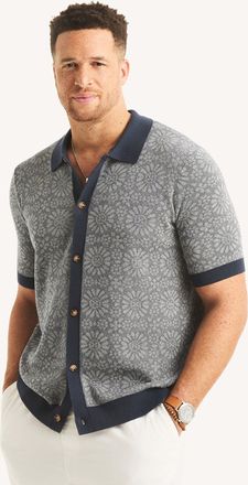 Nautica Big & Tall Jacquard Button-Front Sweater Polo