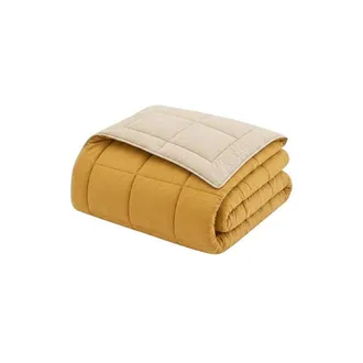 Toison d'Or Colcha Caliente Toison DOr Calgary Reversible Microfibra 400 G/m&sup2; 140 X 200 Cm Miel Y Topo