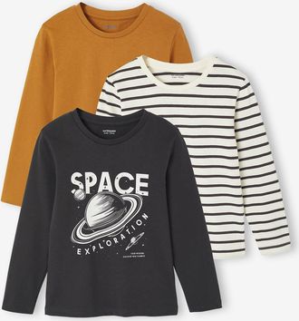 Vertbaudet 3er-Pack Jungen Langarmshirts anthrazit