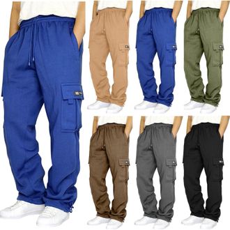 Generic Work Trousers Men UK Mens Cargo Pants Baggy Casual Chinos Sweatpants for Men Linen Pants Mens Joggers with Pockets Drawstring Cotton Hiking Outdoor Fl
