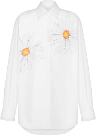 Moschino Floral Print White Cotton Poplin Shirt