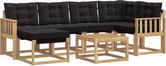 vidaXL Conjunto De Sof&aacute;s De Exterior 7 Uds. Blanco Y Negro Vidaxl