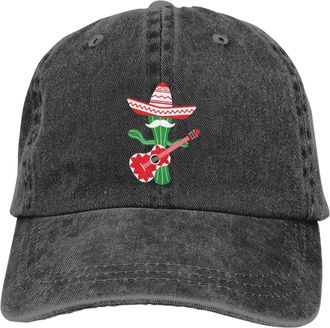 Generic Sports Cap Cinco De Mayo Cactus Play Guitar Peak Cap Fashion Baseball Hat Classic Sport Hat for Walking Hiking Climbing